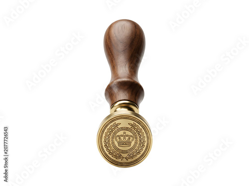 Luxury Wax Seal Stamp with Wooden Handle and Golden Crown Engraving