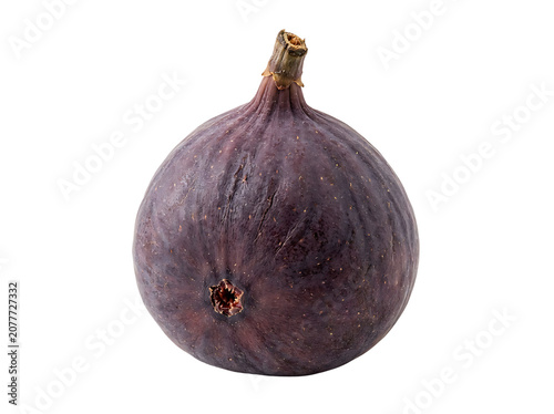 Whole Ripe Purple Fig Fruit Isolated on White Background Studio Shot