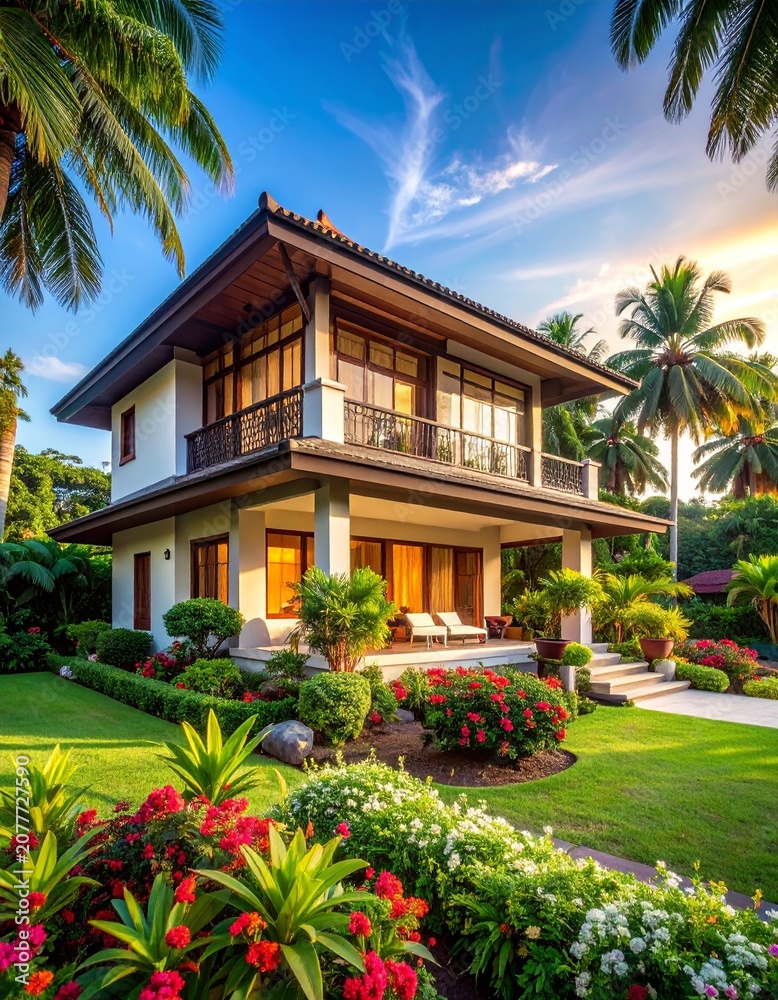 Fototapeta premium Traditionelles tropisches Wohnhaus in Bangkok