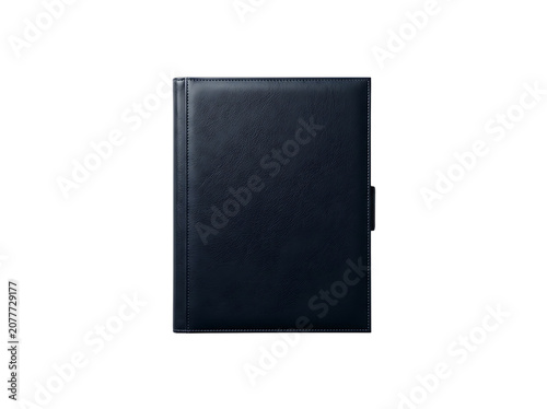 Professional Dark Blue Leather Notebook Isolated on White Background