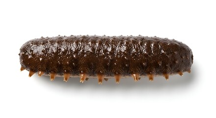 Close-up of a Sea Cucumber isolated on a white background, marine invertebrate wildlife