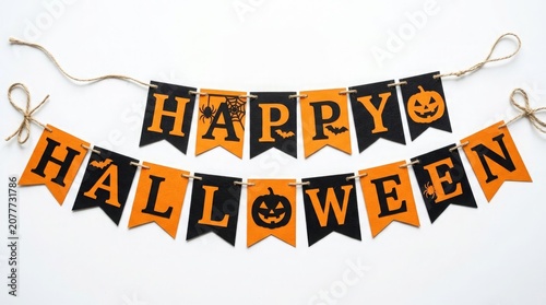 Happy halloween banner garland festive orange and black halloween party decorations for seasonal celebrations