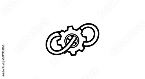 Interlocking circles integrated with industrial gear icon.