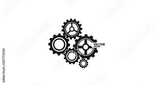 Interlocking gears system representing complex mechanical operations.