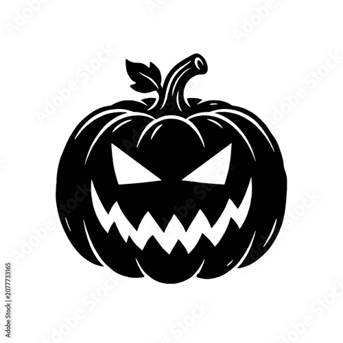 Scary Halloween pumpkin face vector graphic illustration