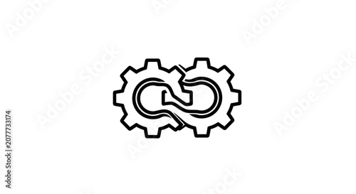 Interlocking infinity gears icon representing continuous mechanical process.