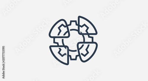 Interlocking puzzle gear pieces collaboration icon.