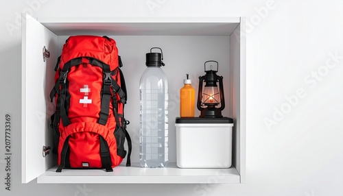 Home Emergency Storage Cabinet with Preparedness Supplies