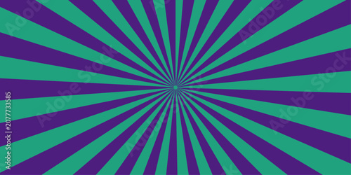 Fotografie A captivating optical illusion created by vibrant, alternating purple and teal rays radiating from a central point, evoking a sense of dynamic energy and disorientation