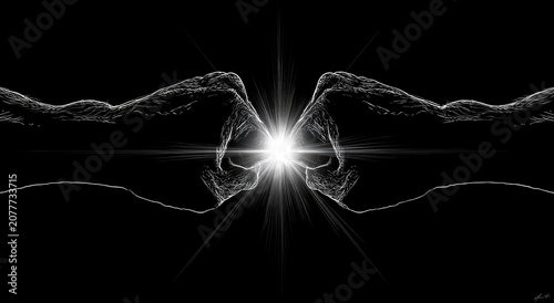 Two Fists Colliding in a Burst of Light Symbolizing Power and Conflict.