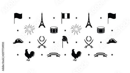 Bild auf Leinwand Elegant black and white decorative iconset celebrating heritage and national pri