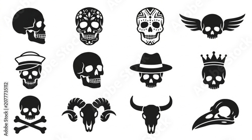 Fotografia Various skulls and crossbones icons.
