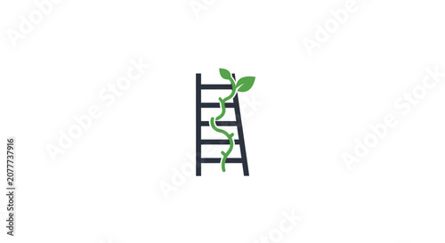 A simple illustration of a ladder with a green vine growing up the side