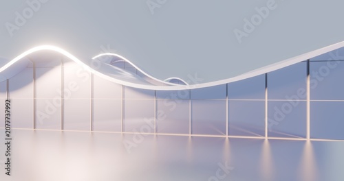 Konstfotografi Futuristic architecture background exterior of curved building 3d render