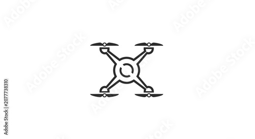 Minimalistic drone graphic on a white background suitable for technology and design