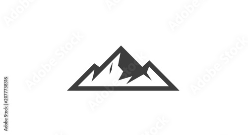 Minimalistic Mountain Range Icon Representing Adventure and Exploration