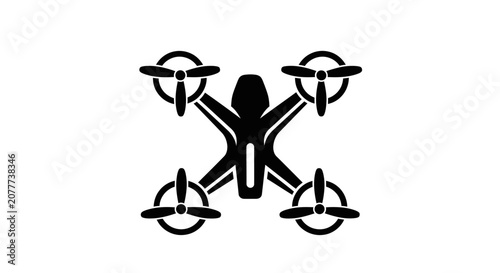 Silhouette illustration of a drone for modern technology and aerial photography concepts