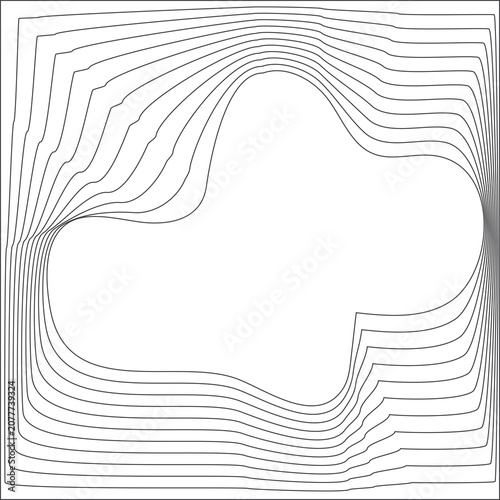 Square frame emblem blending wavy line shape, banner, logo, symbol