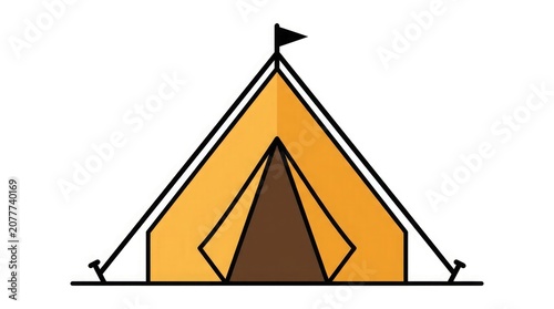 Minimalist tent illustration outdoor adventure equipment camping gear isolated vector graphic for travel concepts