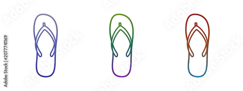 Photos Three colorful flip flop icons with gradient lines