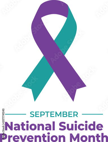 National Suicide Prevention Month Purple Teal Ribbon Awareness