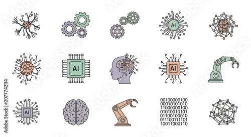 Conceptual illustration depicting artificial intelligence, technology and machine learning
