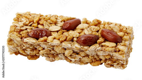 Schilderij op canvas Granola bar with almonds and oats