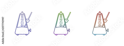 Obraz na płótnie Three colorful musical metronome icons for rhythm and tempo