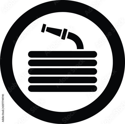 Photography Silhouette vector garden hose icon for landscaping and irrigation design