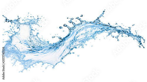Cuadro en lienzo Dynamic blue water splash with droplets and waves