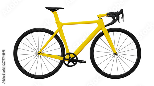 Cuadro en lienzo Yellow road bicycle with black wheels and handlebars