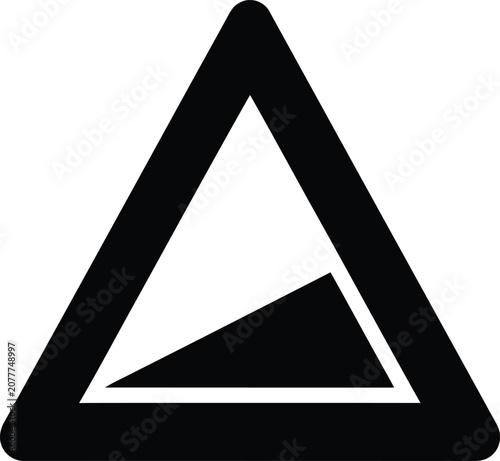Silhouette vector traffic sign indicating steep hill upward slope design