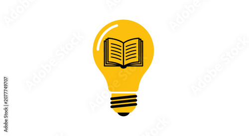 Illustration depicting book concept with lightbulb shape indicating knowledge and innovation