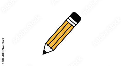 Illustrated pencil on white background, ideal for education and creative concepts