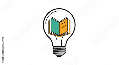 Illustration depicting the concept of knowledge, learning, and education with a lightbulb design
