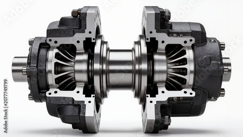 Dual impeller hydrodynamic brake assembly cross-section, white b