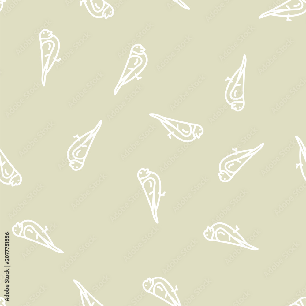 Fototapeta premium bullfinch bird line seamless pattern bullfinch bird thin line illustration