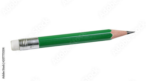 Photos Green wooden pencil with metal ferrule and white eraser