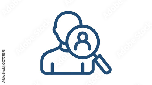 A magnifying glass icon with a person's silhouette symbolizing search and investigation