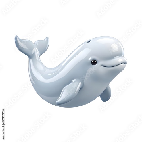 White dolphin toy figurine isolated on white background