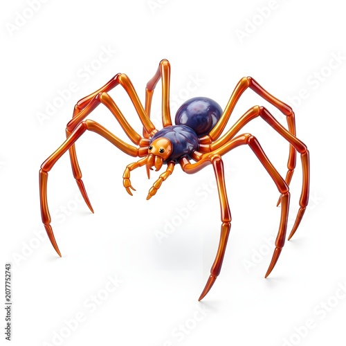 Detailed illustration of a vibrant orange spider with blue body isolated on white