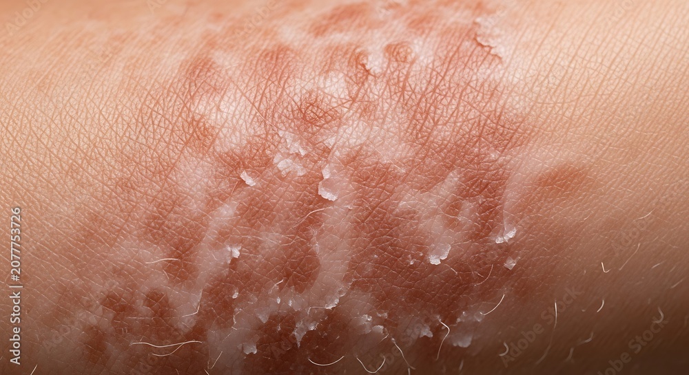 Fototapeta premium Close-up of a skin condition with redness and flaking.