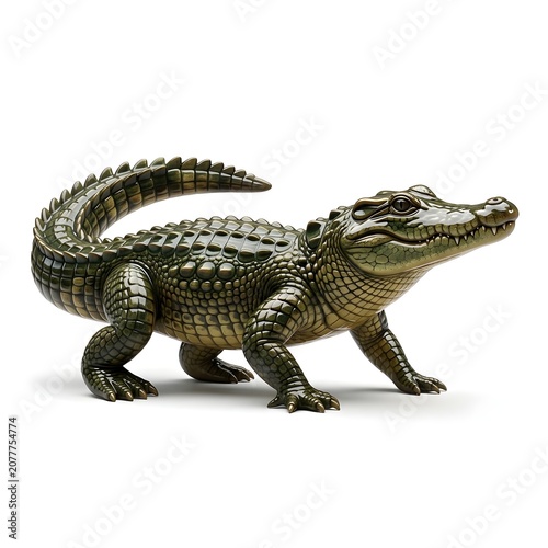 Reptile amphibian predator with scaly textured skin walking forward