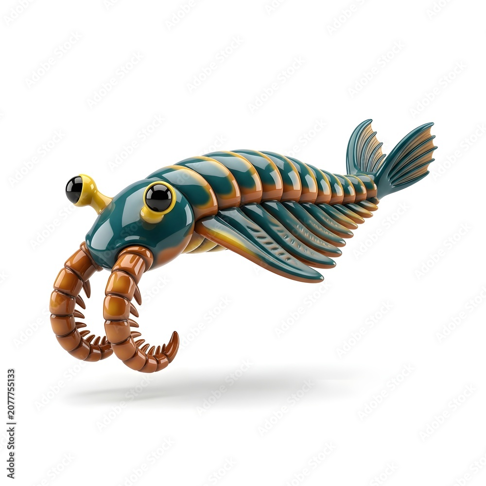 Naklejka premium Ancient sea creature model with segmented body and antennae
