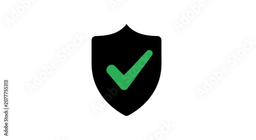 Shield Icon with Green Checkmark Symbolizing Verification, Assurance, and Security