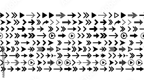 Arrow Pattern Seamless Repeating Design with Geometric Motifs and Dotted Accents for Direction and Flow Concept