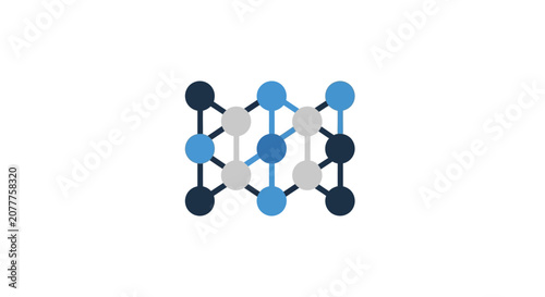 Abstract Geometric Diagram Illustrating Connectivity and Data Structure on a White Background