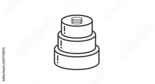 Minimalist three-tiered cake illustration with simple lines and clean design aesthetic