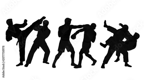 Konstfotografi Silhouettes of people fighting in a group