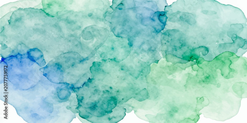Cuadro en lienzo Abstract Blue Watercolor Sky Background with Soft White Clouds Vintage Paper Tex